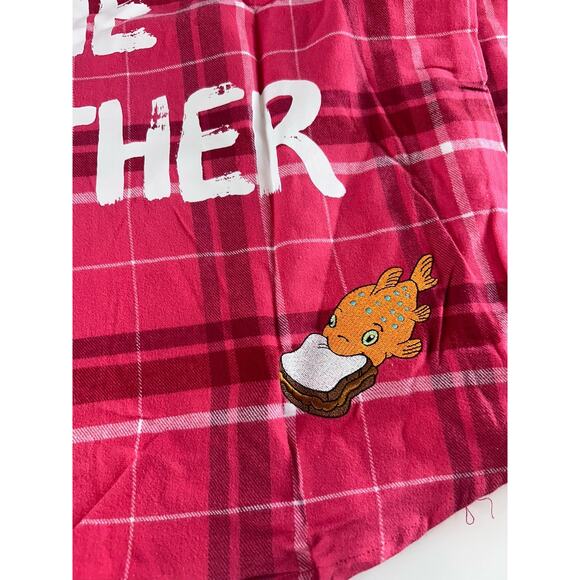 NWT Cakeworthy Disney Lilo Embroidered Red Plaid Flannel Sz XL Pudge Graffiti - Picture 8 of 12